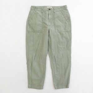 Madewell Curvy Griff Tapered Fatigue Pants Olive Green Cotton Size 30 Cropped